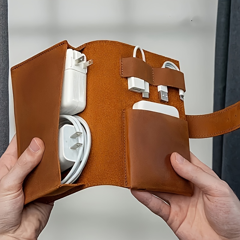 1pc Leather Tech Organizer Pou - đánh giá và giá Tech Accessories Travel Organizer Pouch
